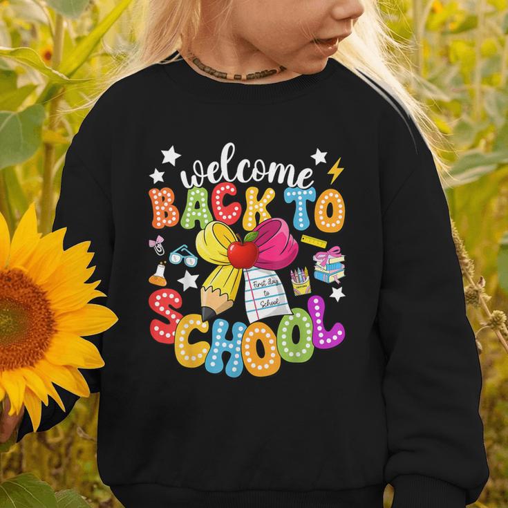 Back To School Pencil Coquette Bow First Day Of School Kids Graphic Toddler Sweatshirt