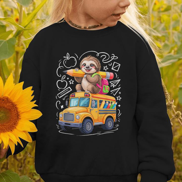 Back To School Sloth School Bus 100 Days Of School Graphic Toddler Sweatshirt Back To School Sloth School Bus 100 Days Of School Graphic Toddler Sweatshirt