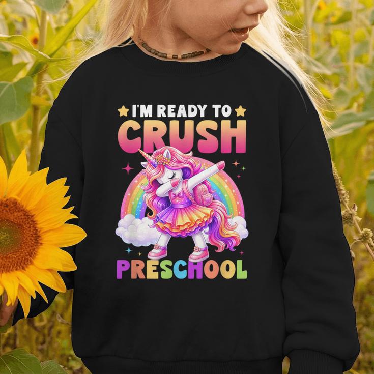 Back To School Unicorn Girls I'm Ready To Crush Preschool Graphic Toddler Sweatshirt