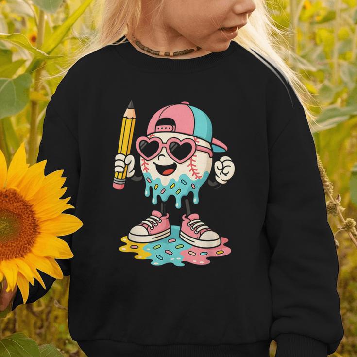 Baseball Drip Ice Cream First Day Back To School Cute Girls Graphic Toddler Sweatshirt Baseball Drip Ice Cream First Day Back To School Cute Girls Graphic Toddler Sweatshirt