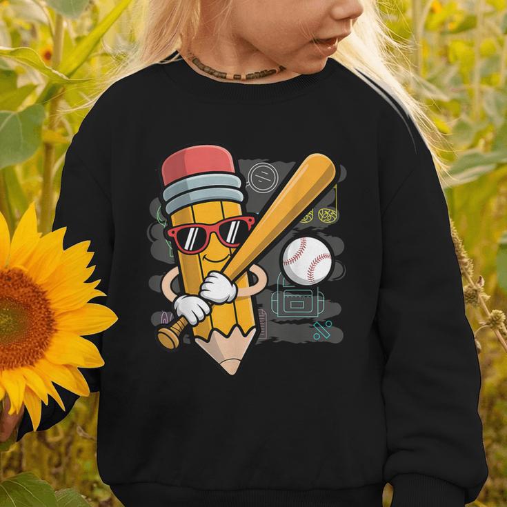 Baseball Player Pencil Back To School Cute Sport Students Graphic Toddler Sweatshirt