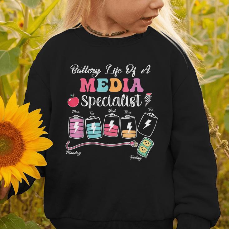 Battery Life Of A Media Specialist Back To School Graphic Toddler Sweatshirt Battery Life Of A Media Specialist Back To School Graphic Toddler Sweatshirt