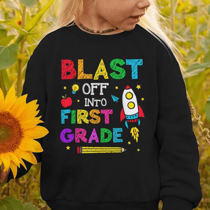 Blast Off Into First Grade Squad First Day Back To School Graphic Toddler Sweatshirt