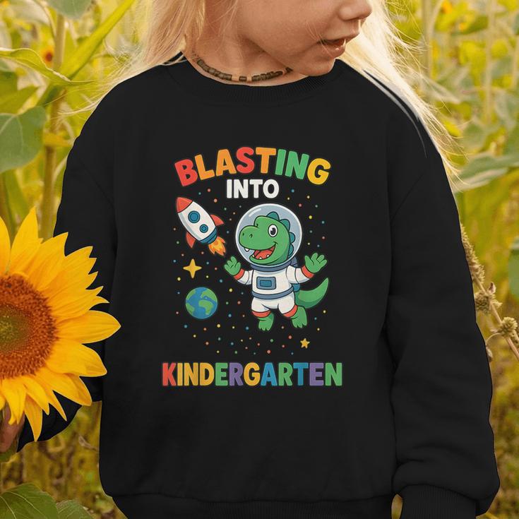 Blasting Into Kindergarten Dinosaur Astronaut Back To School Graphic Toddler Sweatshirt Blasting Into Kindergarten Dinosaur Astronaut Back To School Graphic Toddler Sweatshirt