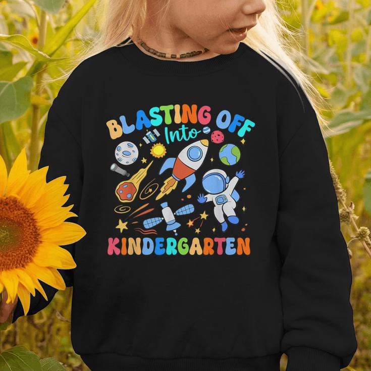Blasting Off Into Kindergarten Back To School Boys Kid Graphic Toddler Sweatshirt Blasting Off Into Kindergarten Back To School Boys Kid Graphic Toddler Sweatshirt