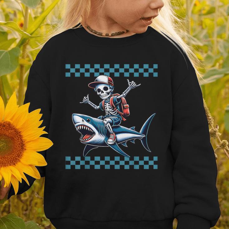 Boys Skeleton Riding a Shark Back To School Graphic Toddler Sweatshirt
