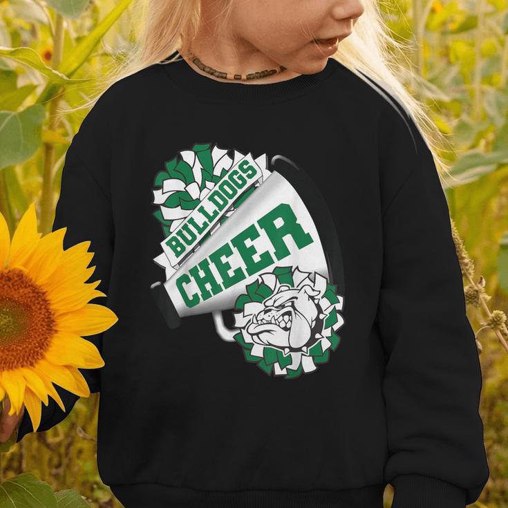 Bulldogs Cheerleading Back To School Cheer Team Spirit Green Graphic Toddler Sweatshirt Bulldogs Cheerleading Back To School Cheer Team Spirit Green Graphic Toddler Sweatshirt