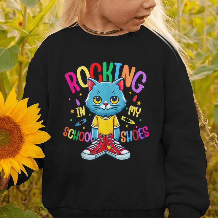Cat Rocking I n My School Shoes Back To School Student Graphic Toddler Sweatshirt