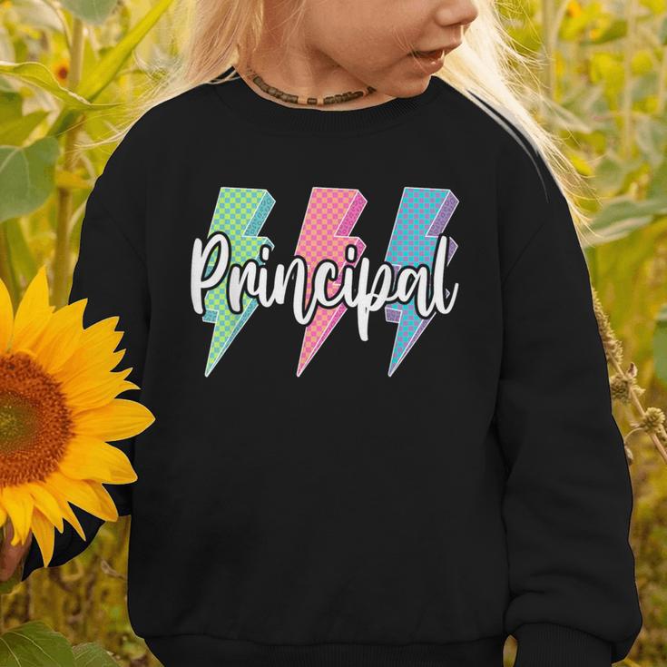Checkered Principal Lightning Bolt Back To School Graphic Toddler Sweatshirt Checkered Principal Lightning Bolt Back To School Graphic Toddler Sweatshirt