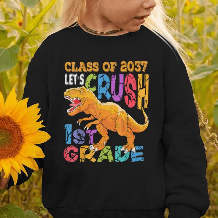 Crush 1st Grade Dinosaur Back To School Class Of 2037 Boy Graphic Toddler Sweatshirt Crush 1st Grade Dinosaur Back To School Class Of 2037 Boy Graphic Toddler Sweatshirt
