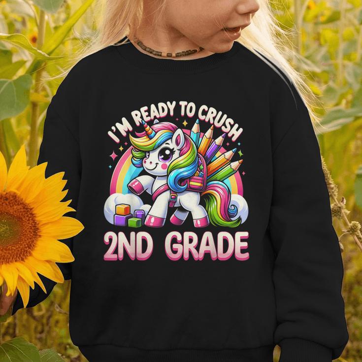 Crush 2nd Grade Girls Back To School Unicorn First Day Cute Graphic Toddler Sweatshirt Crush 2nd Grade Girls Back To School Unicorn First Day Cute Graphic Toddler Sweatshirt