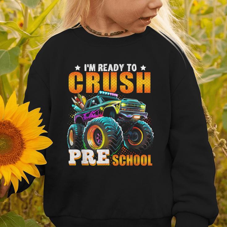 Crush Preschool Monster Truck Back To School Kids Boys Graphic Toddler Sweatshirt Crush Preschool Monster Truck Back To School Kids Boys Graphic Toddler Sweatshirt