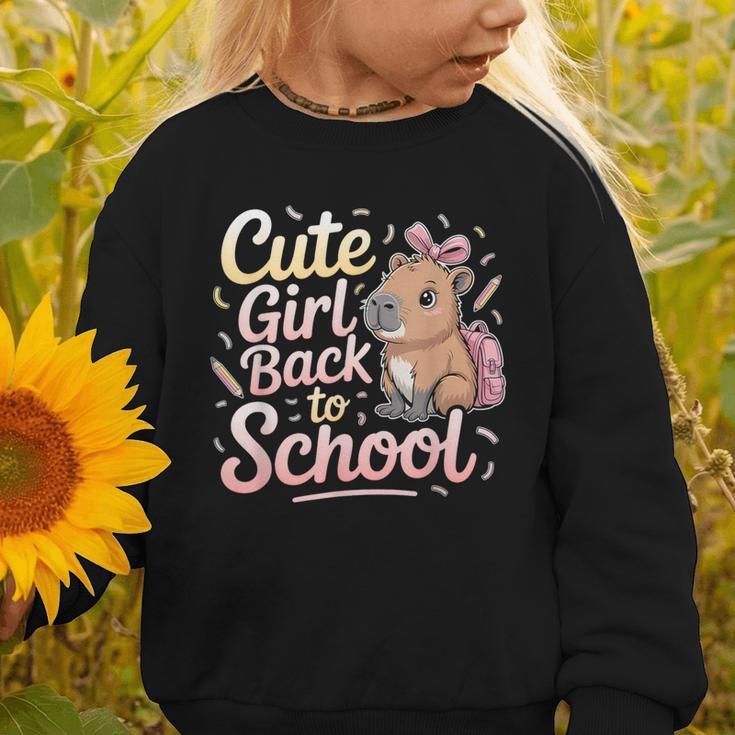 Cute Girl Back To School Capybara First Day Of School Kids Graphic Toddler Sweatshirt Cute Girl Back To School Capybara First Day Of School Kids Graphic Toddler Sweatshirt