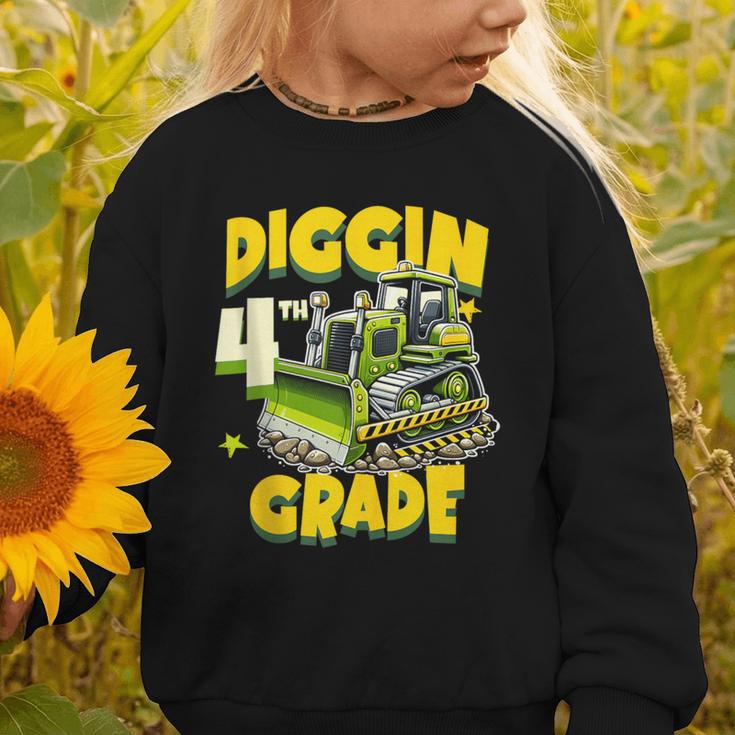 Diggin 4th Grade Bulldozer Back To School Graphic Toddler Sweatshirt
