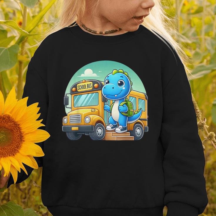 Dinosaur Kids Riding a Bus Back To School Ready To Crush Graphic Toddler Sweatshirt Dinosaur Kids Riding a Bus Back To School Ready To Crush Graphic Toddler Sweatshirt