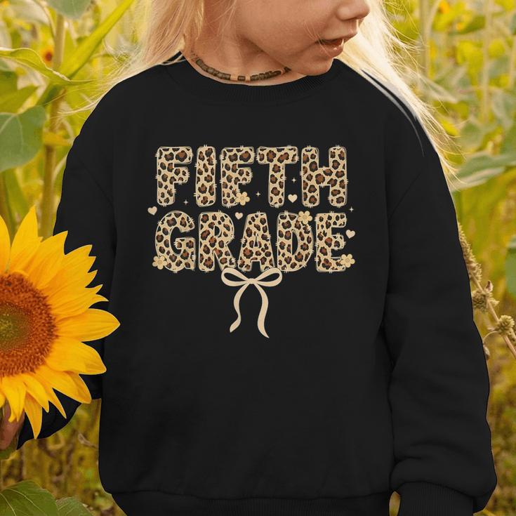 Fifth Grade Leopard Coquette Bow Back To School Women Girls Graphic Toddler Sweatshirt Fifth Grade Leopard Coquette Bow Back To School Women Girls Graphic Toddler Sweatshirt