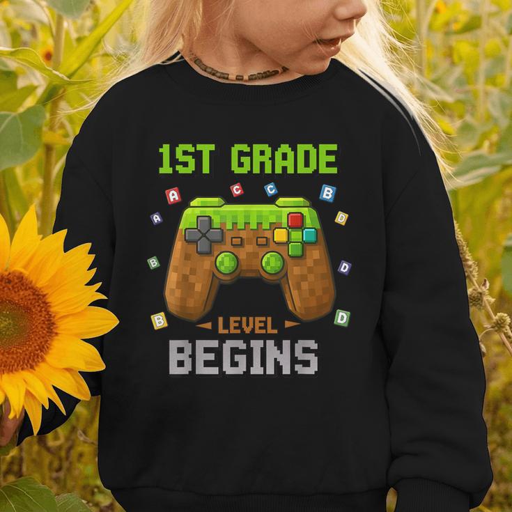 First Day Of 1st Grade Level Begins Back To School Boy Graphic Toddler Sweatshirt First Day Of 1st Grade Level Begins Back To School Boy Graphic Toddler Sweatshirt