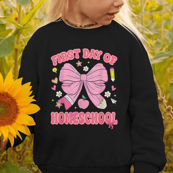 First Day Of Homeschool Coquette Back To School Girls Graphic Toddler Sweatshirt