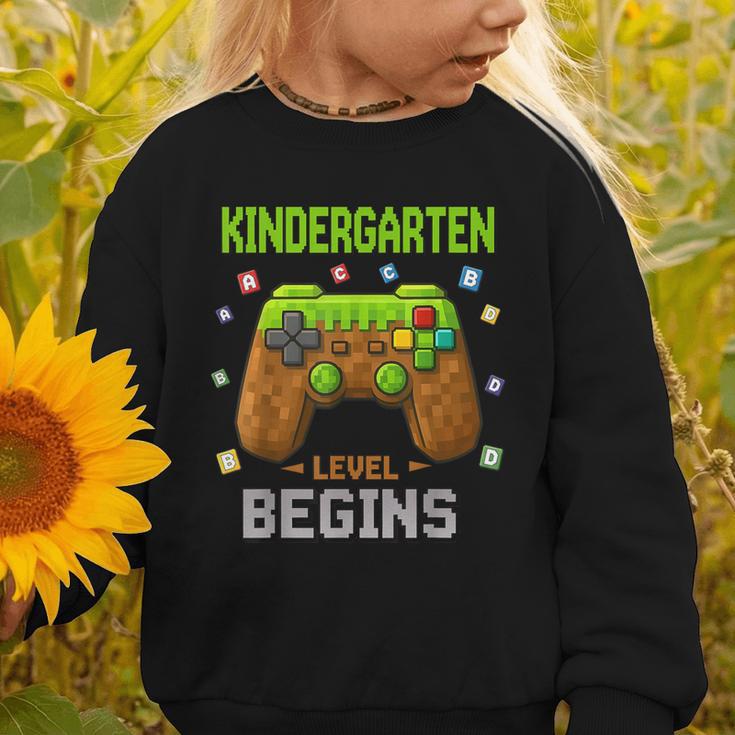 First Day Of Kindergarten Level Begins Back To School Graphic Toddler Sweatshirt First Day Of Kindergarten Level Begins Back To School Graphic Toddler Sweatshirt