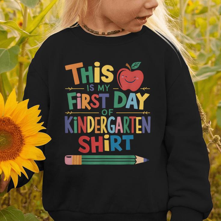 This Is My First Day Of Kindergarten Shirt Back To School Graphic Toddler Sweatshirt This Is My First Day Of Kindergarten Shirt Back To School Graphic Toddler Sweatshirt