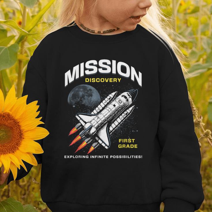 First Grade Back To School Space Rocket Astronaut Graphic Toddler Sweatshirt First Grade Back To School Space Rocket Astronaut Graphic Toddler Sweatshirt