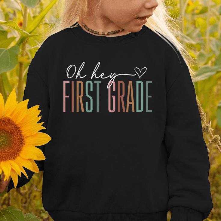 First Grade Oh Hey Retro Back To School 1st Grade Graphic Toddler Sweatshirt First Grade Oh Hey Retro Back To School 1st Grade Graphic Toddler Sweatshirt