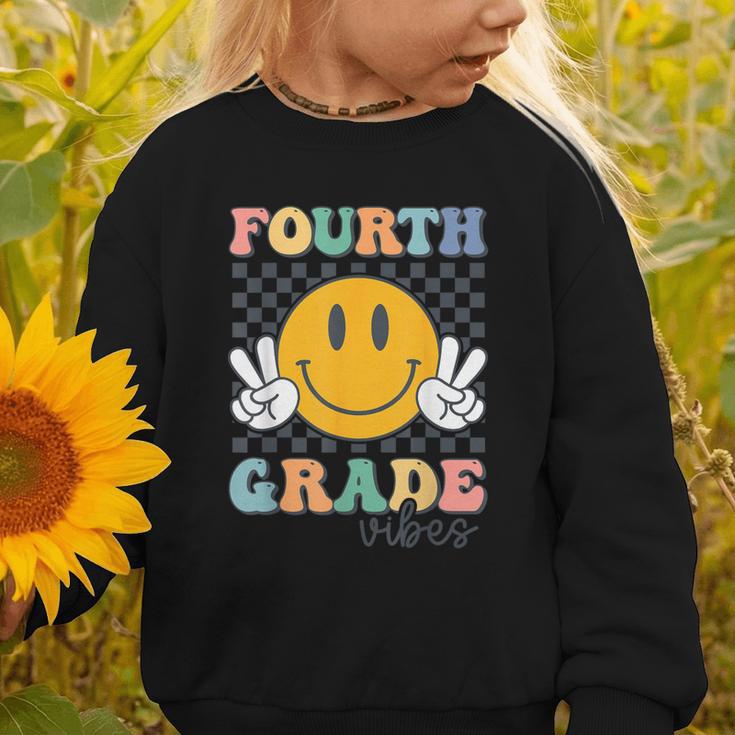 Fourth Grade Vibes Retro Smile Back To School 4th Grade Team Graphic Toddler Sweatshirt Fourth Grade Vibes Retro Smile Back To School 4th Grade Team Graphic Toddler Sweatshirt