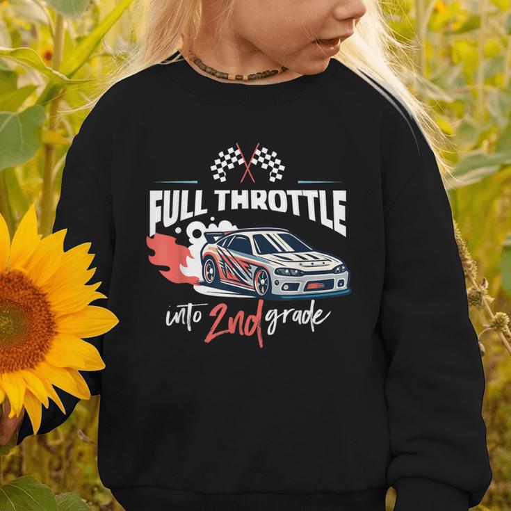 Full Throttle Into Second 2nd Grade Race Car Back To School Graphic Toddler Sweatshirt Full Throttle Into Second 2nd Grade Race Car Back To School Graphic Toddler Sweatshirt