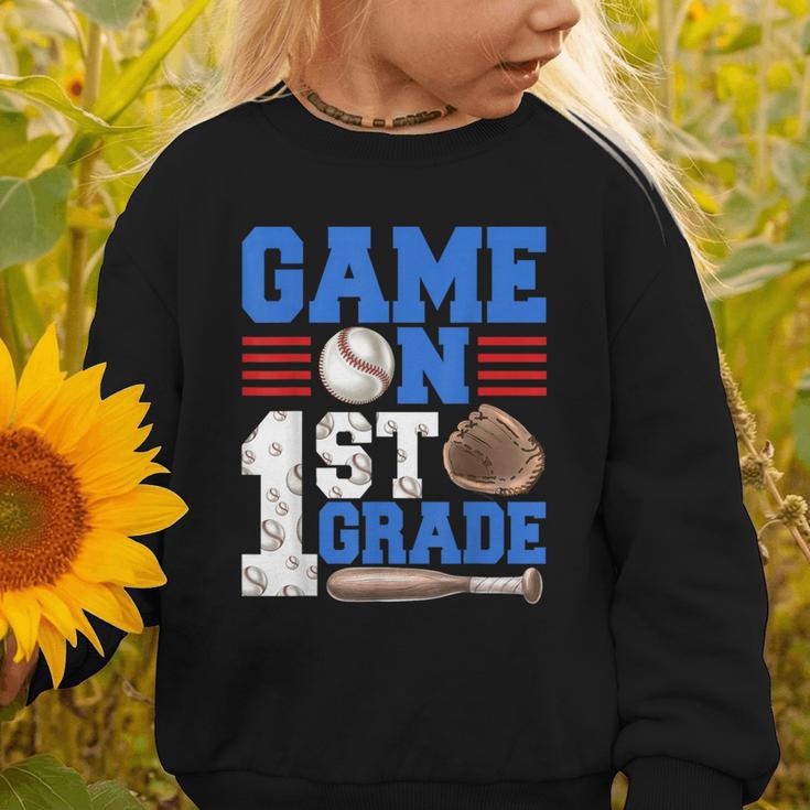 Game On First Grade Boy Baseball Back To School Graphic Toddler Sweatshirt