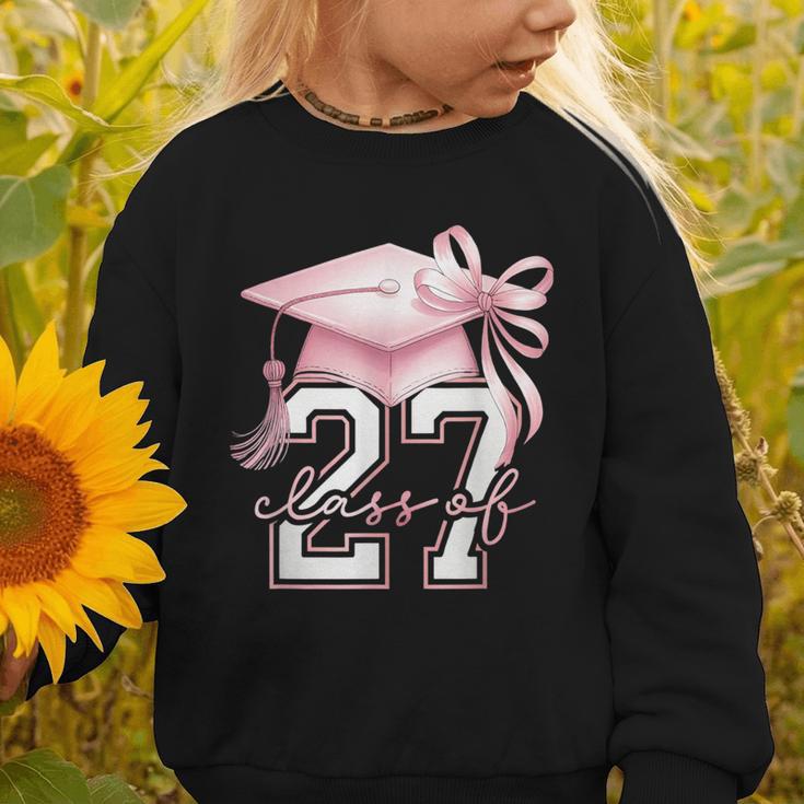 Girls Class Of 2027 Back To School Senior 2027 Coquette Bow Graphic Toddler Sweatshirt Girls Class Of 2027 Back To School Senior 2027 Coquette Bow Graphic Toddler Sweatshirt