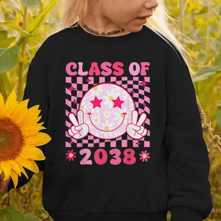 Groovy Class Of 2038 Grow With Me Smile Face Back To School Graphic Toddler Sweatshirt