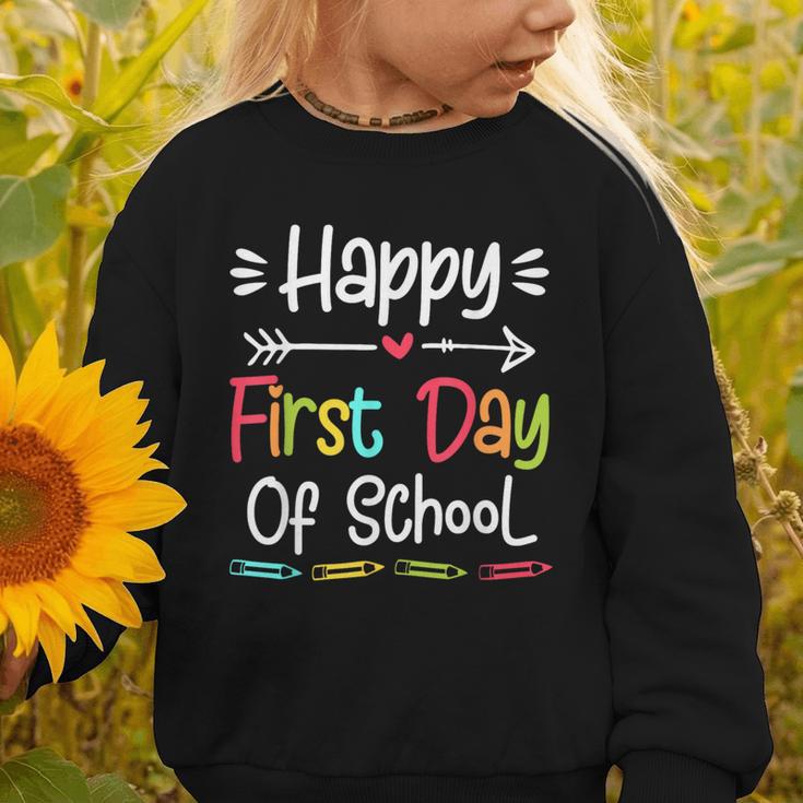 Happy First Day Of School Back To School Kids Students Graphic Toddler Sweatshirt Happy First Day Of School Back To School Kids Students Graphic Toddler Sweatshirt