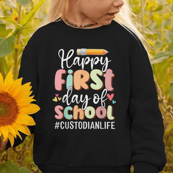 Happy First Day Of School Custodian Life Back To School Graphic Toddler Sweatshirt Happy First Day Of School Custodian Life Back To School Graphic Toddler Sweatshirt