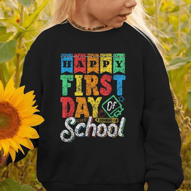 Happy First Day Of School Pupil Kids Grade Back To School 1 Graphic Toddler Sweatshirt Happy First Day Of School Pupil Kids Grade Back To School 1 Graphic Toddler Sweatshirt