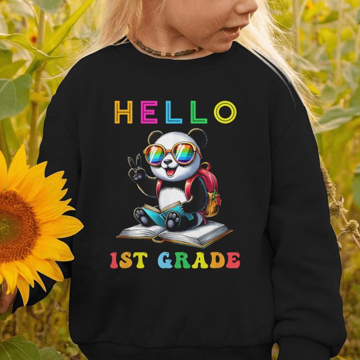 Hello First Grade Panda Lover Back To School Kids Boys Girls Graphic Toddler Sweatshirt