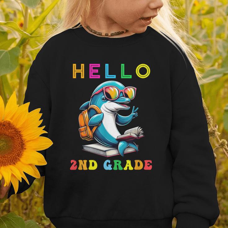 Hello Second Grade Dolphin Lover Back To School Kid Boy Girl Graphic Toddler Sweatshirt
