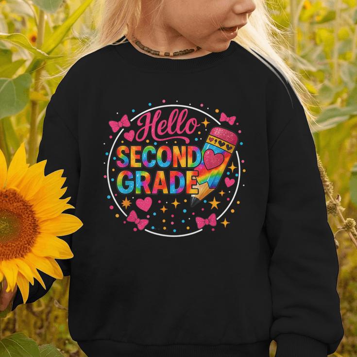 Hello Second Grade Tie Dye Pencil Back To School 2nd Grade Graphic Toddler Sweatshirt