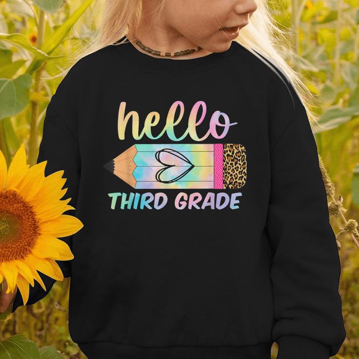Hello Third Grade Back To School Pencil Tie Dye 3rd Grade Graphic Toddler Sweatshirt