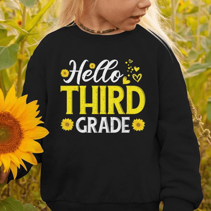 Hello Third Grade Sunflower 3rd Grade Vibes Back To School Graphic Toddler Sweatshirt