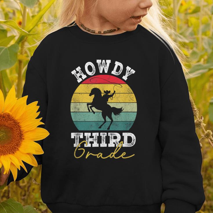 Howdy 3rd Grade Cowboy Western Back To School Third Grade Graphic Toddler Sweatshirt