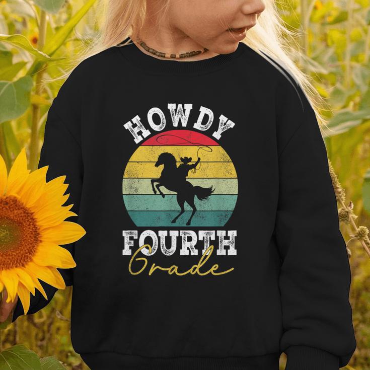 Howdy 4th Grade Cowboy Western Back To School Fourth Grade Graphic Toddler Sweatshirt Howdy 4th Grade Cowboy Western Back To School Fourth Grade Graphic Toddler Sweatshirt
