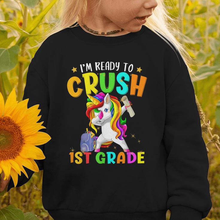 I'm Ready To Crush 1st Grade Dabbing Unicorn Back To School Graphic Toddler Sweatshirt I'm Ready To Crush 1st Grade Dabbing Unicorn Back To School Graphic Toddler Sweatshirt
