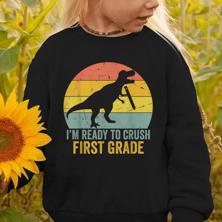 I'm Ready To Crush First Grade Dinosaur Back To School Kids Graphic Toddler Sweatshirt I'm Ready To Crush First Grade Dinosaur Back To School Kids Graphic Toddler Sweatshirt