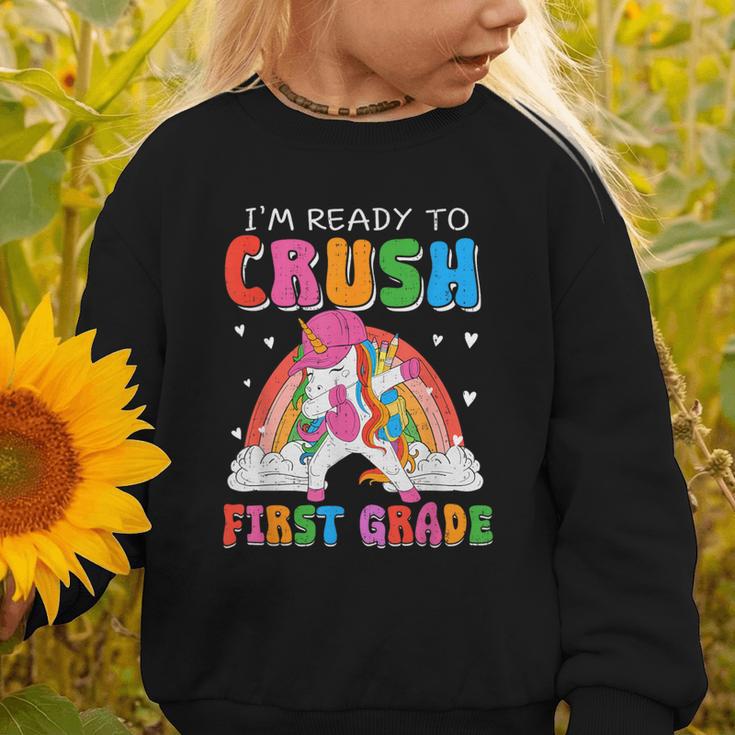 I'm Ready To Crush First Grade Unicorn Back To School Girls Graphic Toddler Sweatshirt