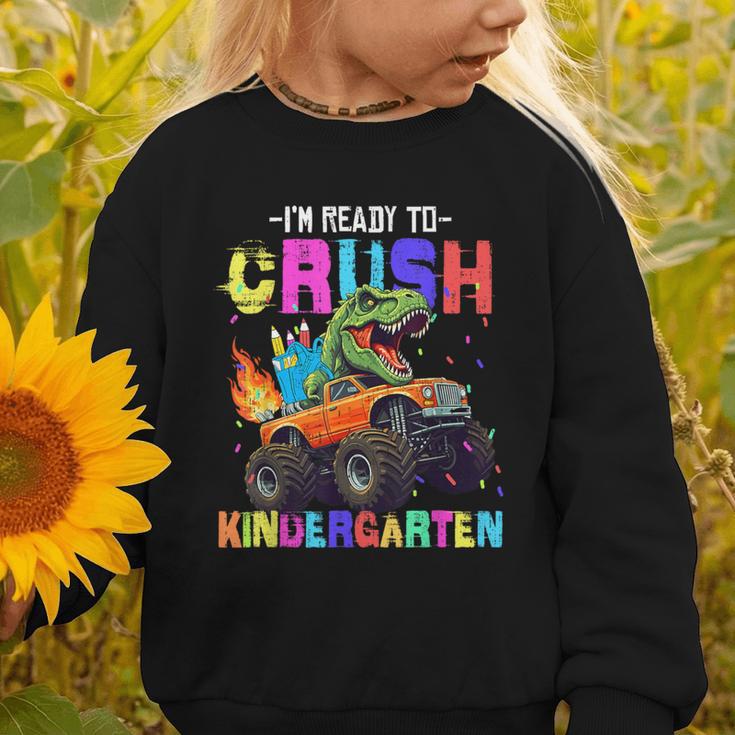 I'm Ready To Crush Kindergarten Dinosaur Dino Back To School Graphic Toddler Sweatshirt I'm Ready To Crush Kindergarten Dinosaur Dino Back To School Graphic Toddler Sweatshirt