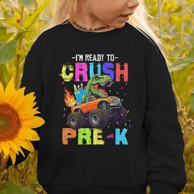 I'm Ready To Crush Pre-k Dinosaur Truck Back To School Boys Graphic Toddler Sweatshirt
