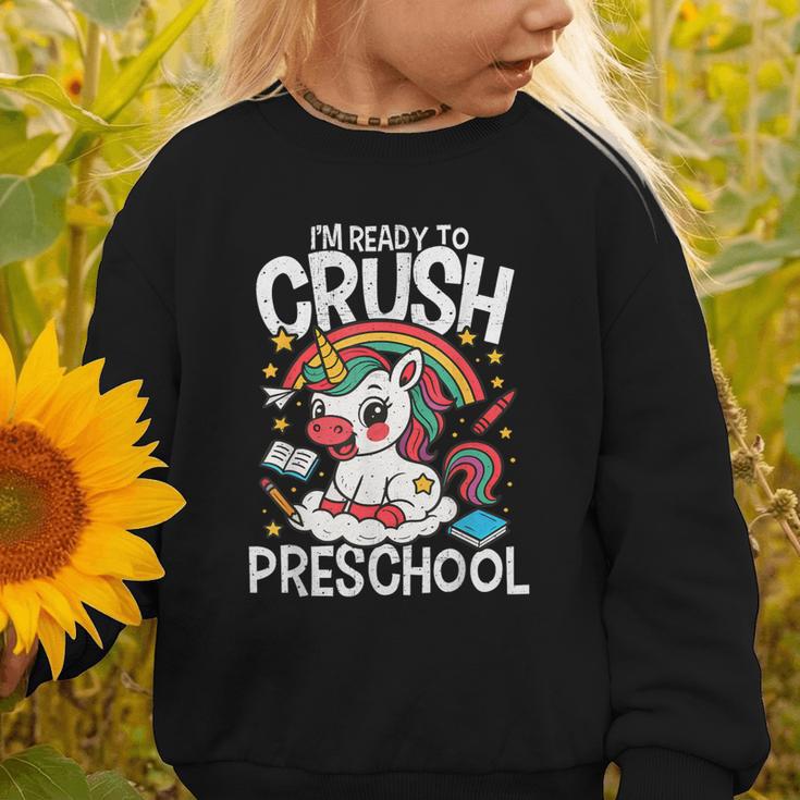 I'm Ready To Crush Preschool Unicorn Back To School Girls Graphic Toddler Sweatshirt I'm Ready To Crush Preschool Unicorn Back To School Girls Graphic Toddler Sweatshirt