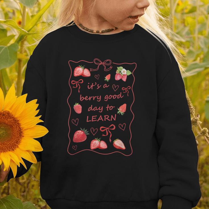 It's a Good Day To Learn Strawberry Back To School Graphic Toddler Sweatshirt