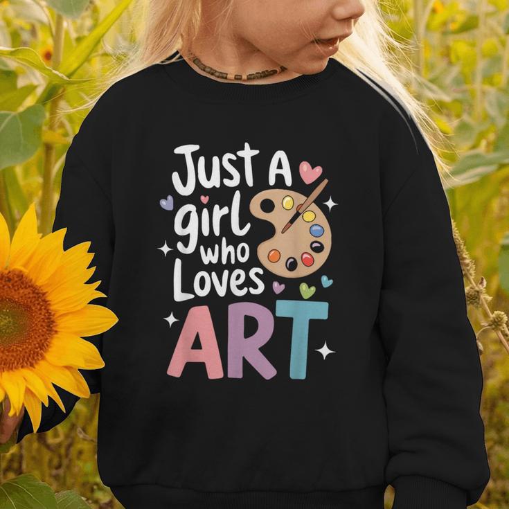 Just a Girl Who Loves Art Cute Back To School Kids Girls Graphic Toddler Sweatshirt Just a Girl Who Loves Art Cute Back To School Kids Girls Graphic Toddler Sweatshirt