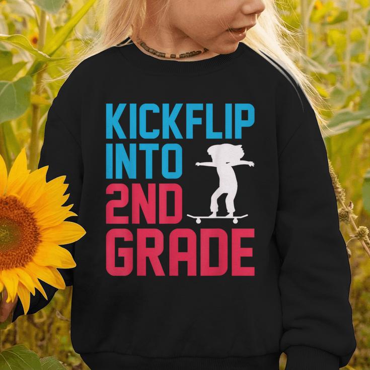 Kickflip Into 2nd Grade Skateboard Lover Back To School Graphic Toddler Sweatshirt